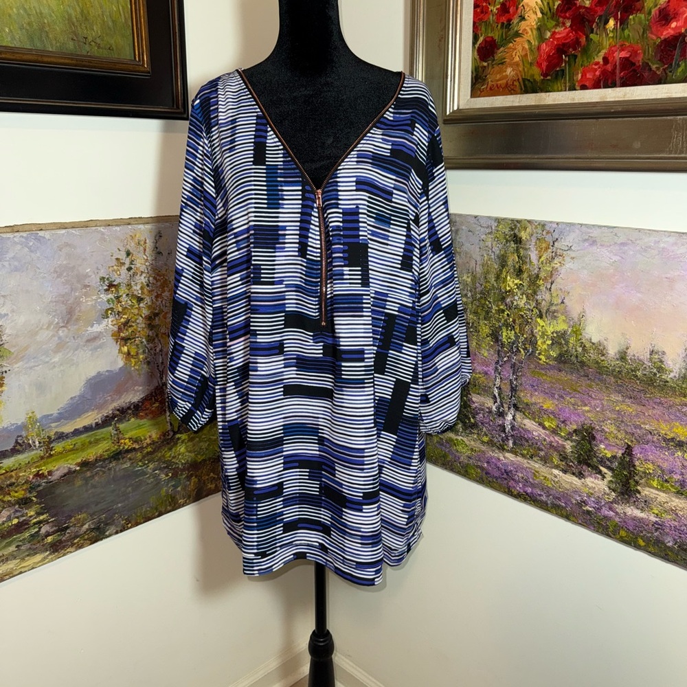 🐠 City Chic Blue and Black Striped Tunic